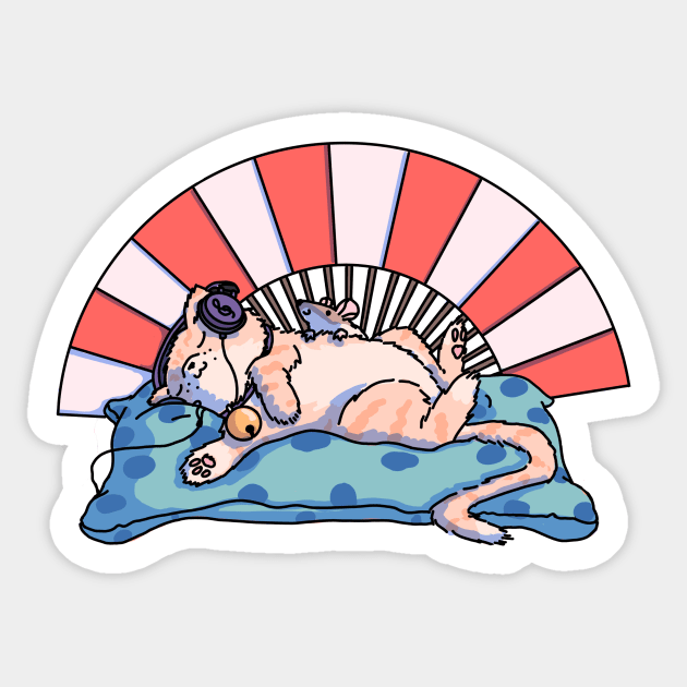 Fluffy sleepy cat Sticker by Ginkgo Whale